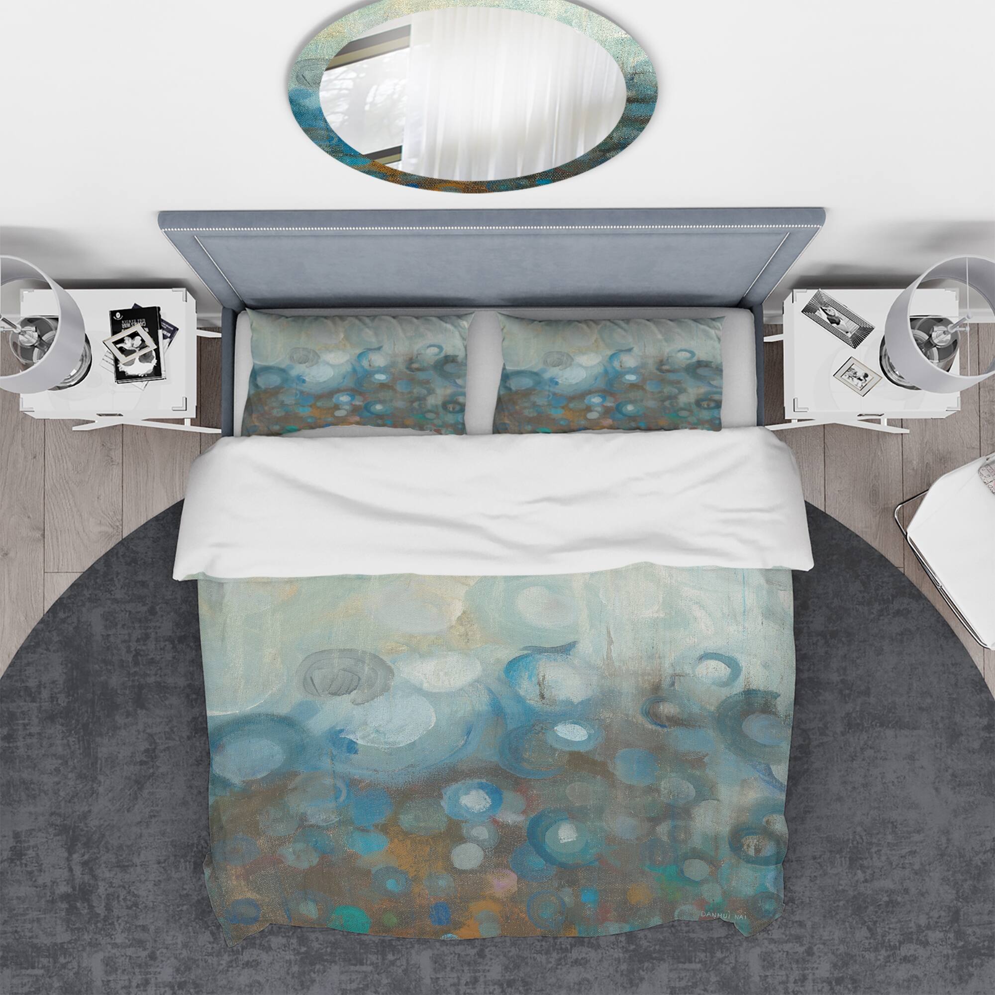 Designart 'Blue and Bronze Dots on Glass I' Geometric Bedding Set